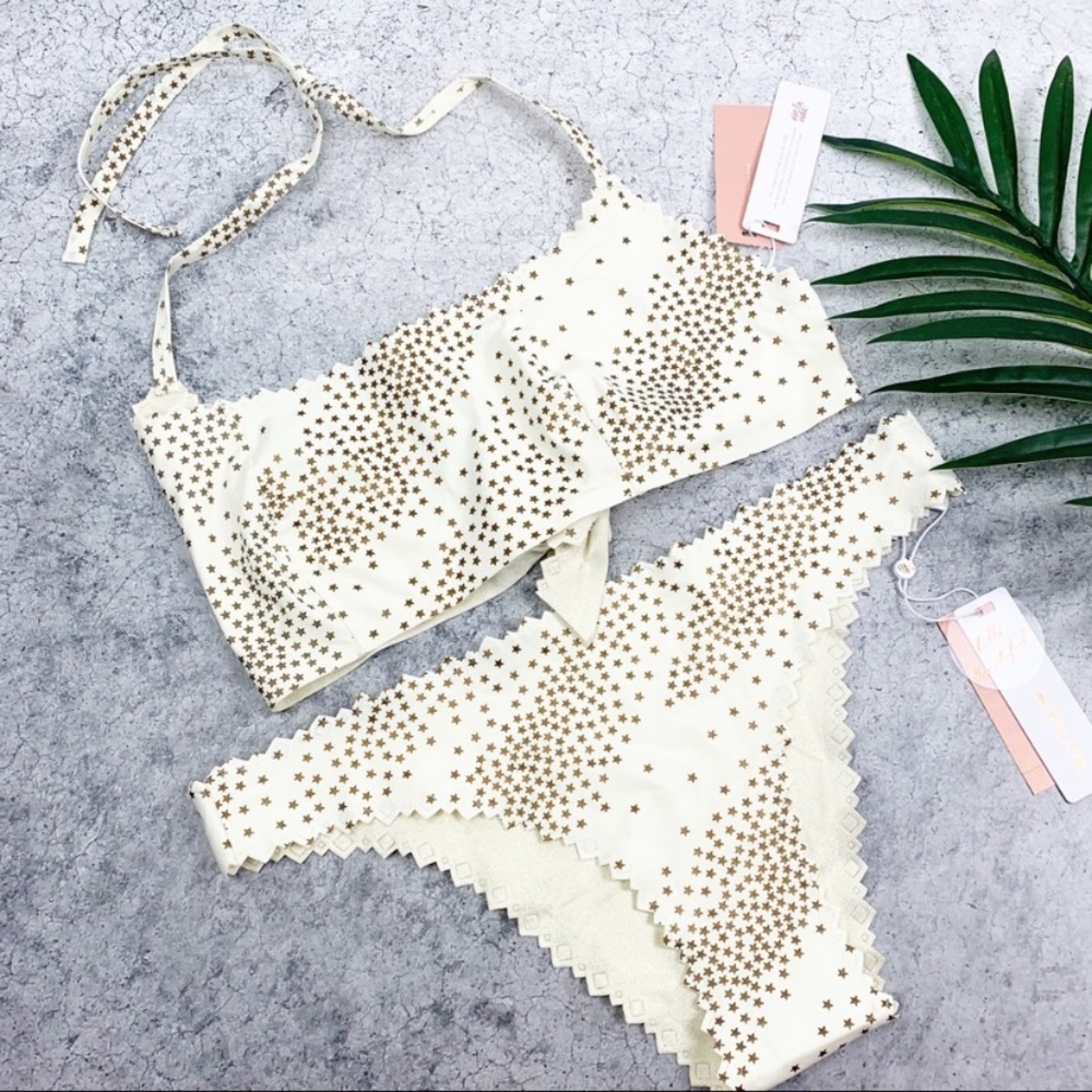 PilyQ Gold City of Stars Print Bikini Set